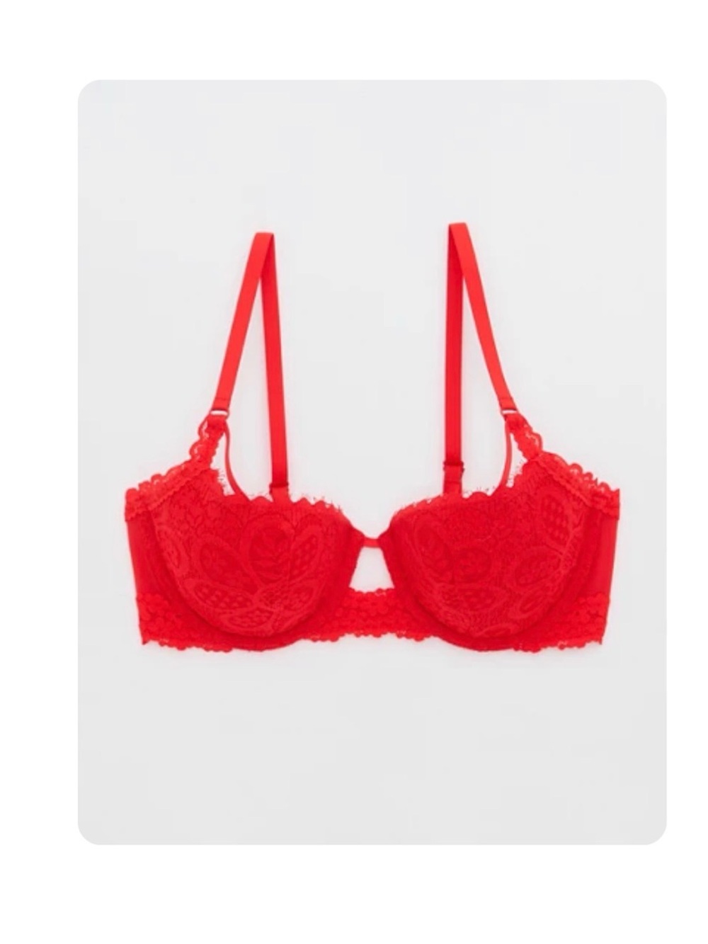 aerie Red Lace Balconette Bra